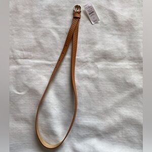 NWT Talbots Skinny Brown Perforated Belt with Gold Hardware